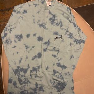 Pink teal blue tie dye long sleeve shirt size xsmall